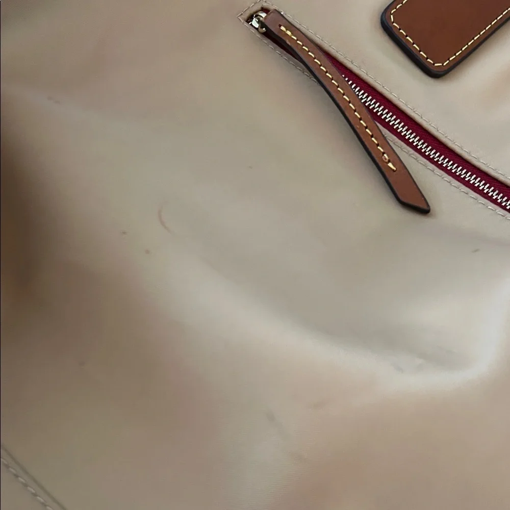 Authentic Dooney and Bourke camel Wayfarer large convertible Tote Bag